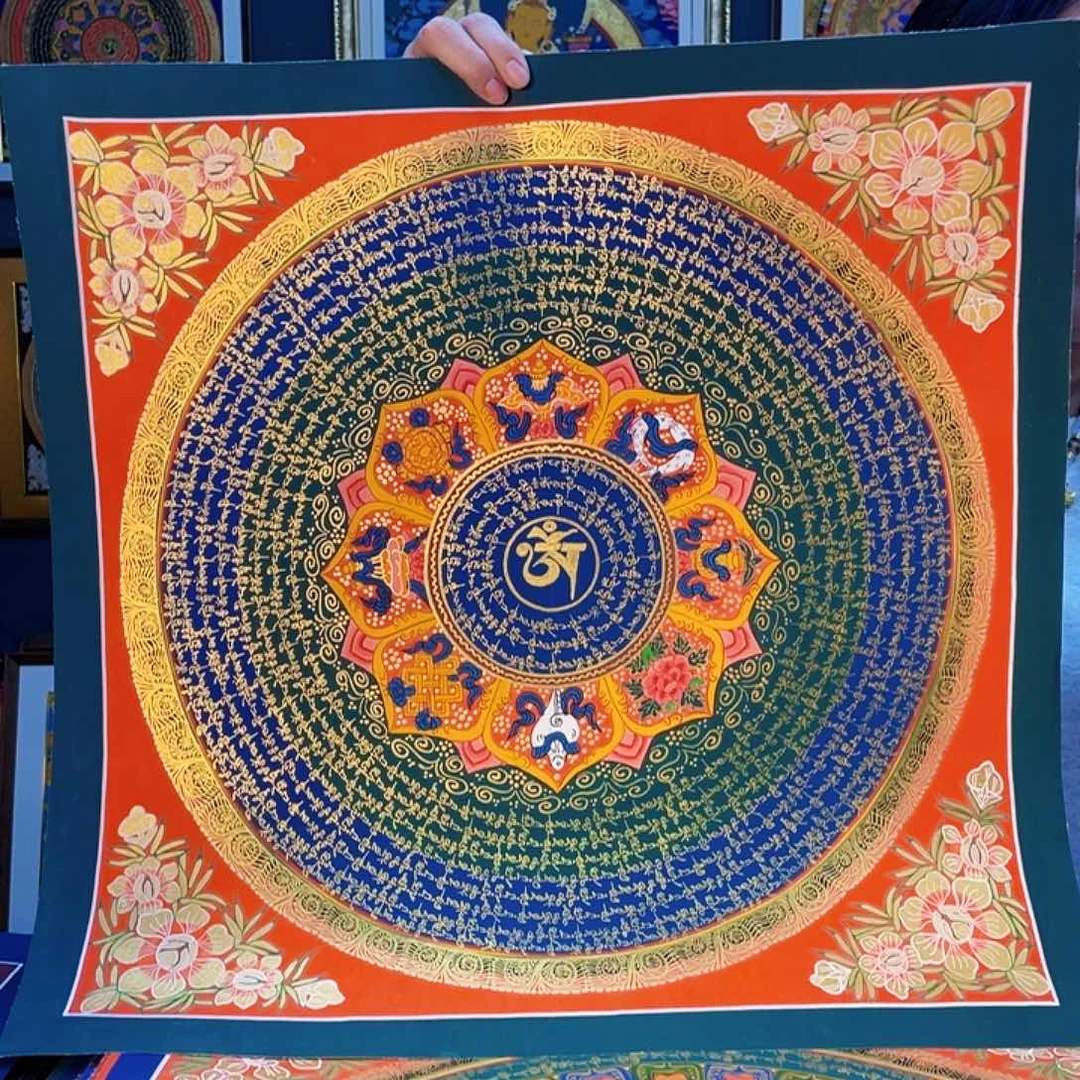 卷轴画手绘唐卡 50厘米六字