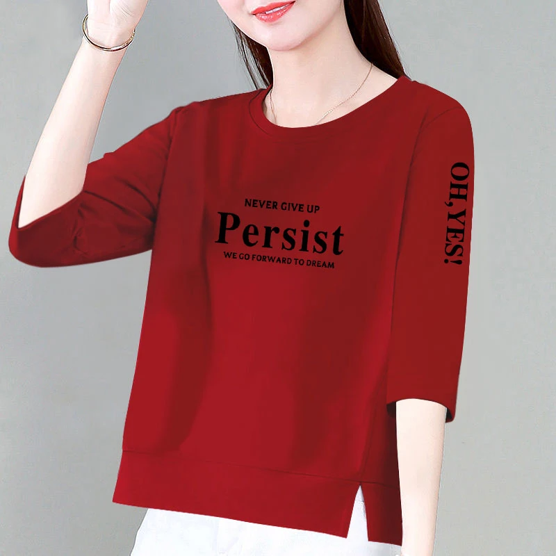 纯棉七分袖t恤女中年妈妈装夏季新款洋气宽松显瘦遮肚上衣女体恤