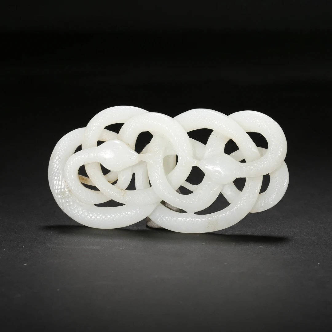 清代*双蛇白玉佩/05SBJ3803/和田玉【北京文博】