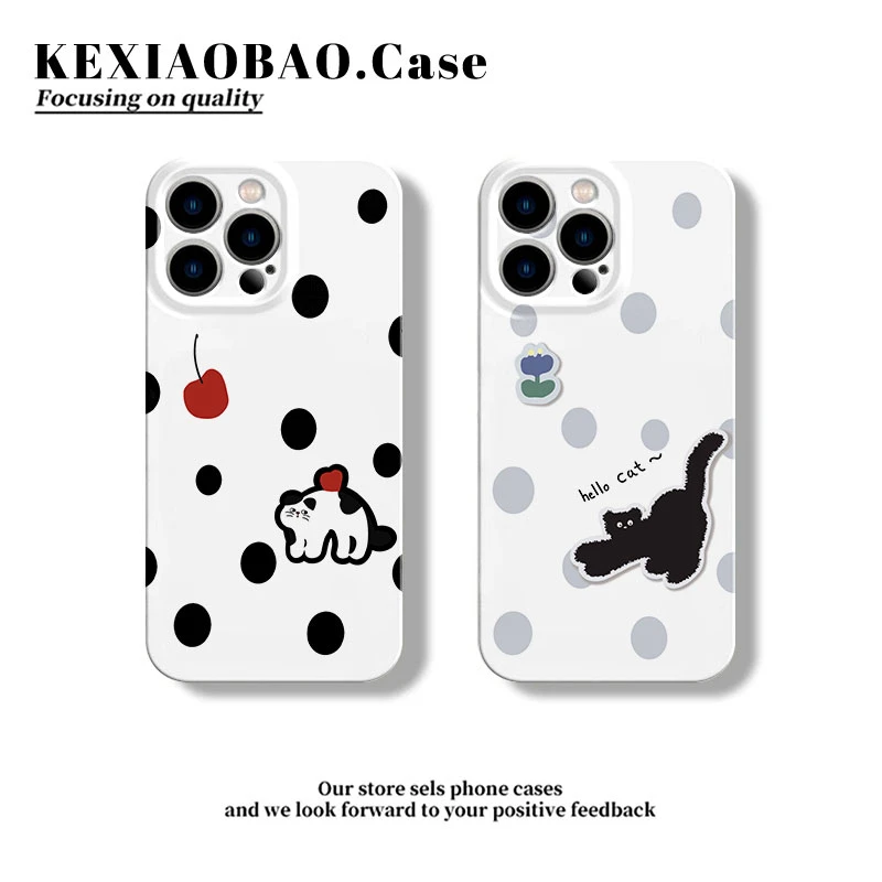 ins可爱猫咪适用苹果16pro手机壳小众iPhone15p菲林vivo/oppo软硬