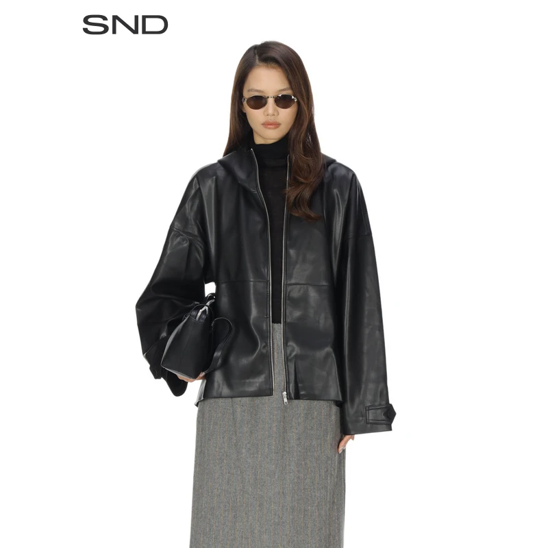【UNCHATGRIS 设计师品牌】SND AW25 连帽拉链休闲皮外套