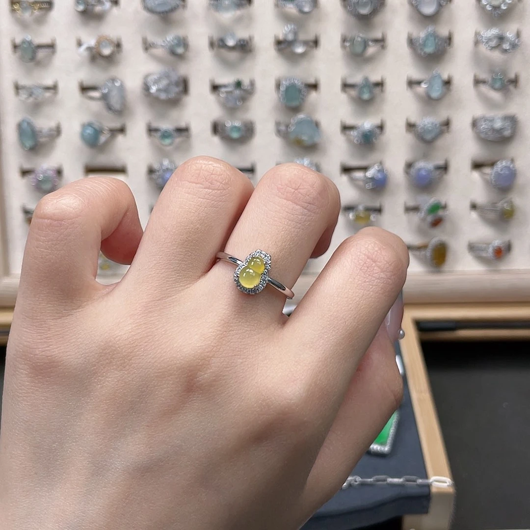 翡翠戒指银S925镶嵌25699