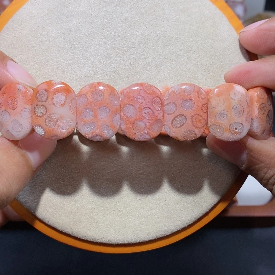 硅化珊瑚（珊瑚玉）手串未镶嵌粉色草莓7