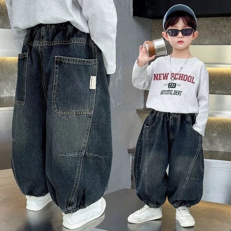 儿童牛仔裤洋气春秋长裤新款儿童春装裤子爆款儿童长裤潮酷炸街