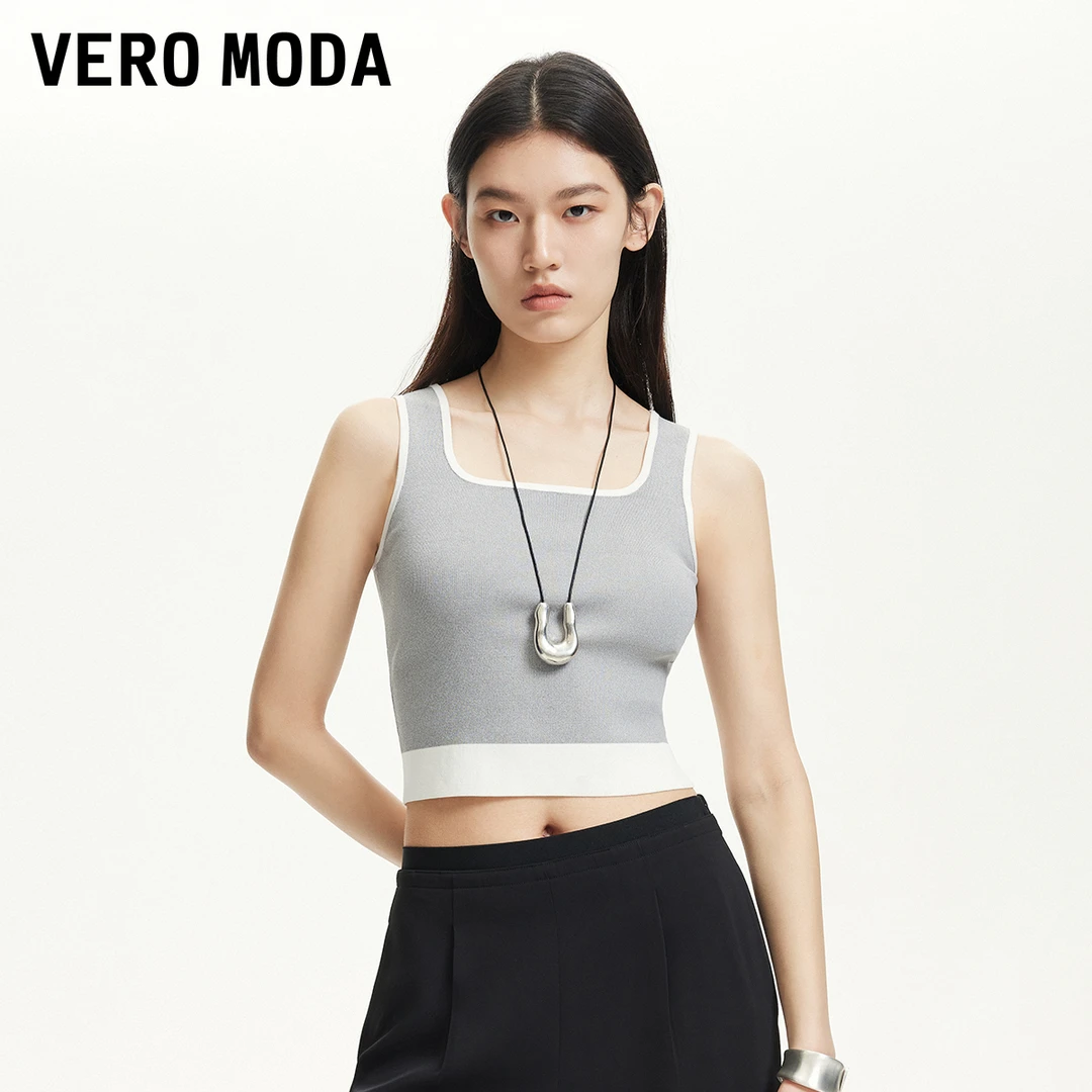 Vero Moda针织衫女2025夏日穿搭无袖短款背心优雅气质325245003