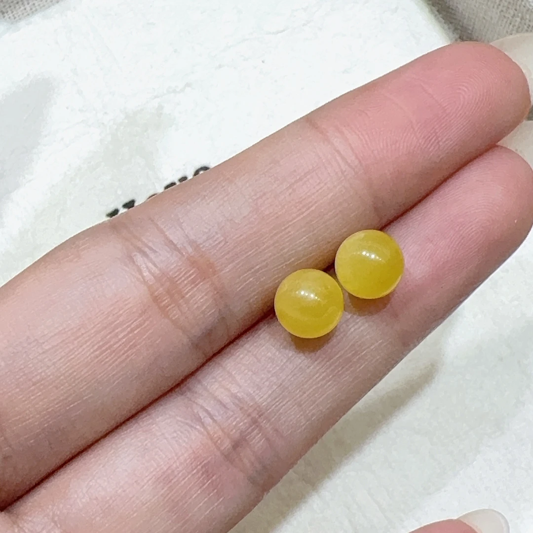 蜜蜡配925银针耳钉时尚简约jrj082407