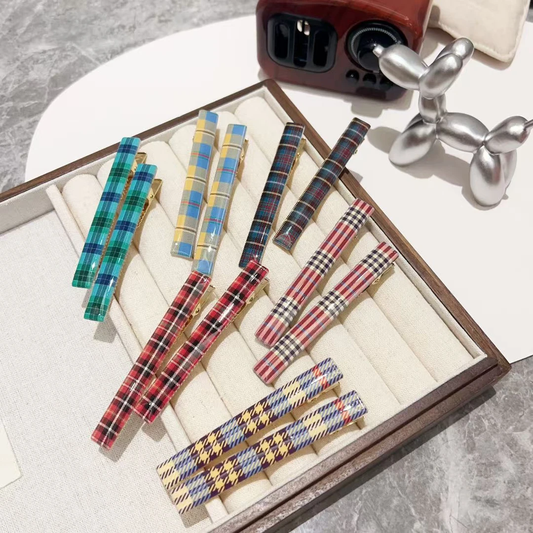 甜美时尚英伦彩色格子刘海夹J2237