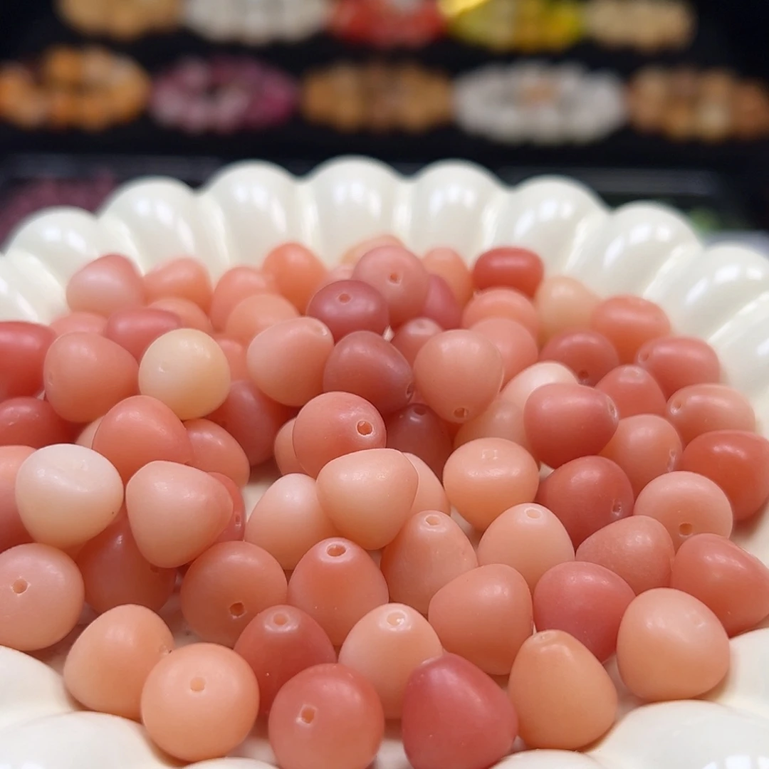 手串菩提根/象牙果微瑕卡12粉色水滴50颗