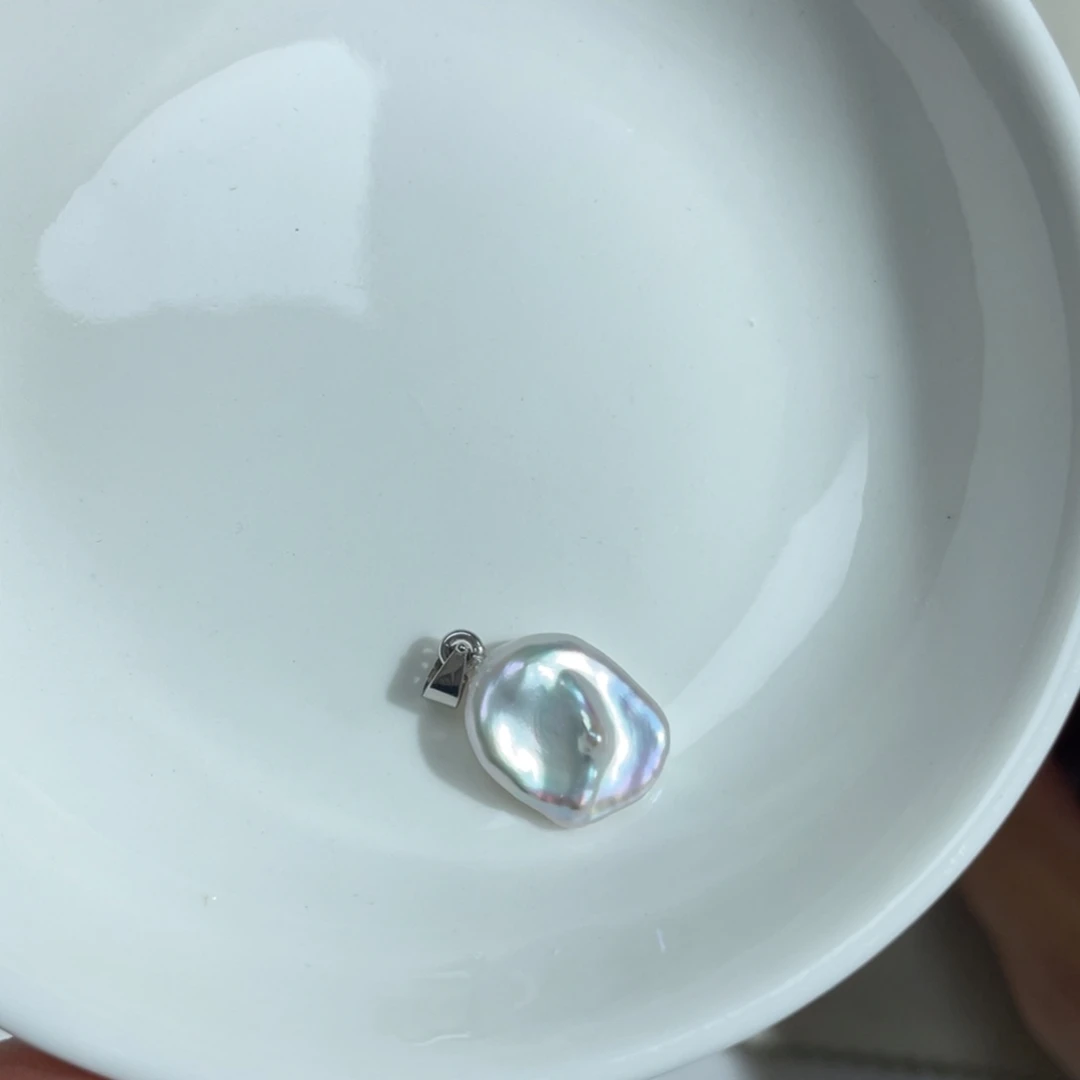 淡水珍珠吊坠(不含链)银S925镶嵌朵**开