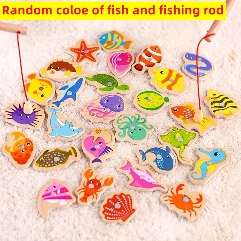 早教益智儿童钓鱼玩具木制竿磁吸1到3岁婴幼儿男孩女新年周岁礼物