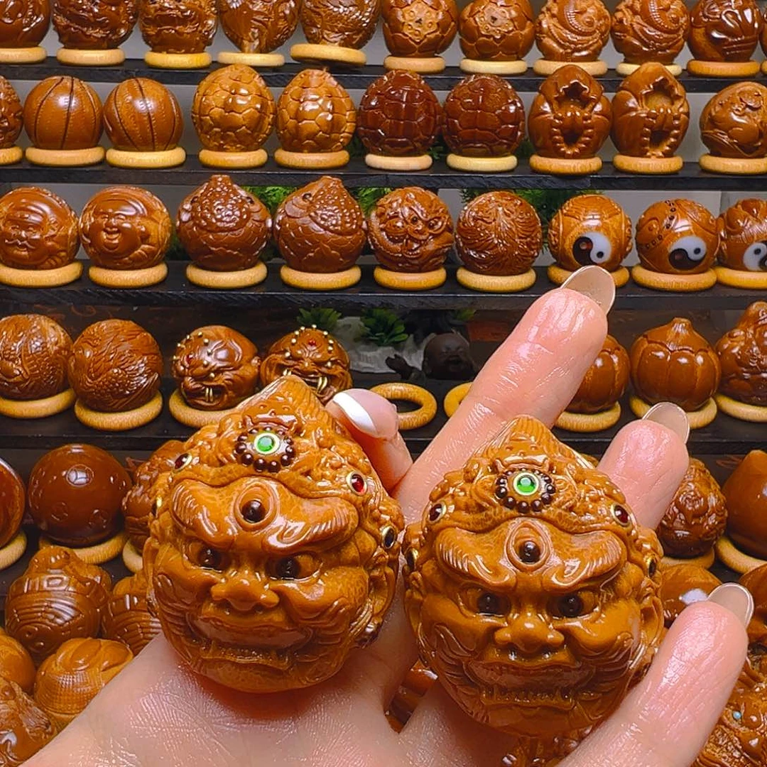 小***️橄榄核手串/手链大黑天镶嵌一对