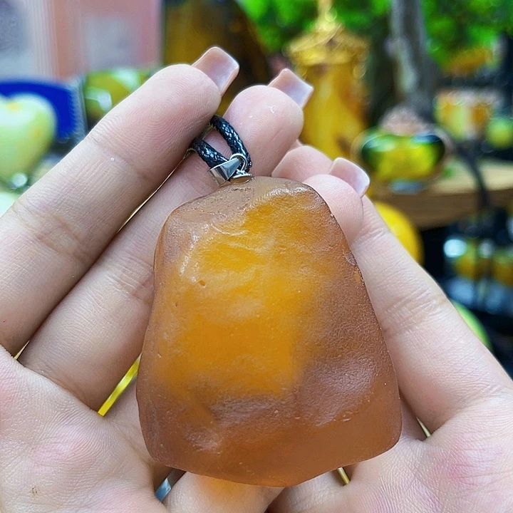 琥珀银S925镶嵌手镯吊坠