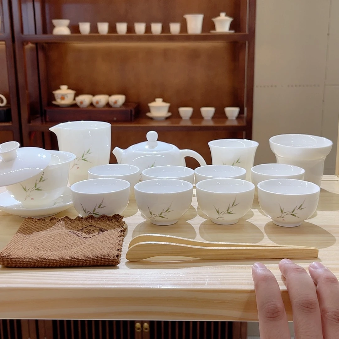 瓷片玄致羊脂玉瓷茶具套装