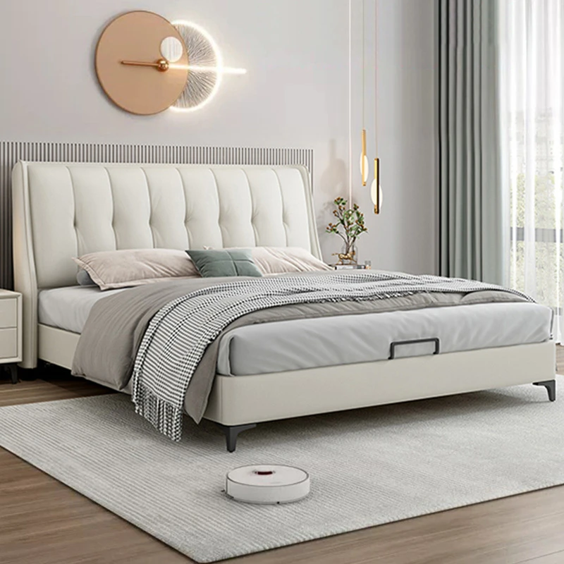 科技布双人床北欧主卧婚床轻奢实木家具现代简约小户型卧室床