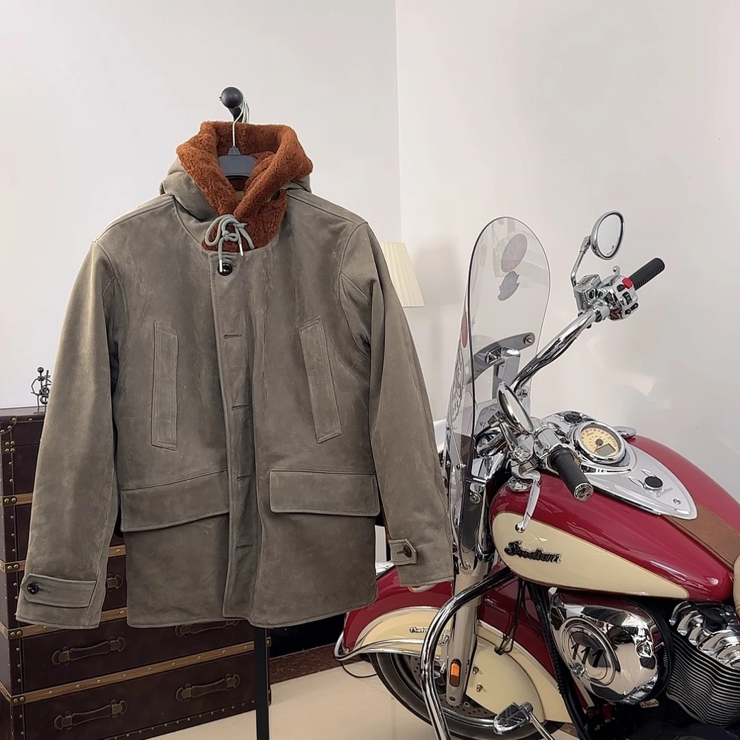 火***山磨砂牛皮调度员浅绿2XL