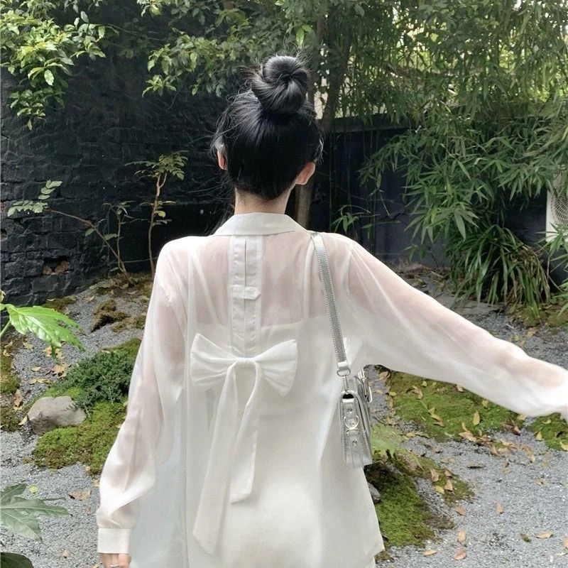 【1.6万人收藏】防晒衣高中大学军训中国风防晒雪纺蝴蝶结减龄效果