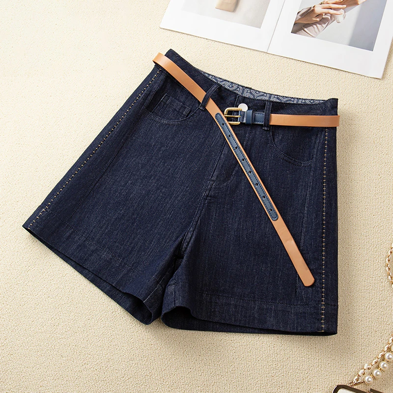 2025新款夏季短裤休闲风印染女中腰牛仔裤阔腿休闲重工短款