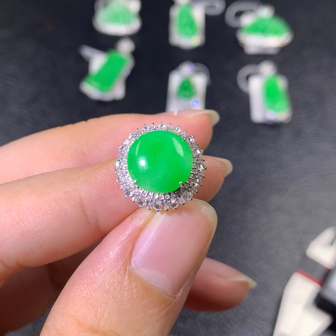 翡翠戒指18K金镶嵌两用款
