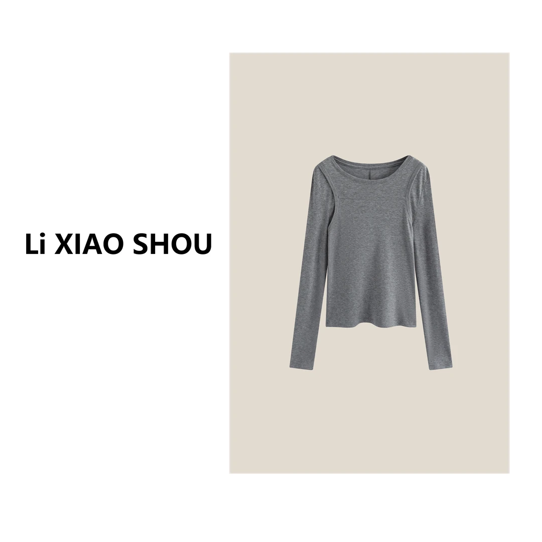 李小瘦大码女装【时光清浅】春季舒适亲肤长袖打底修身时尚1539D