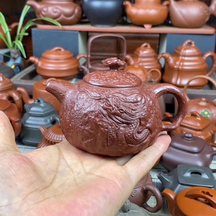 茶壶紫砂龙供春220cc原矿小煤窑朱泥特价