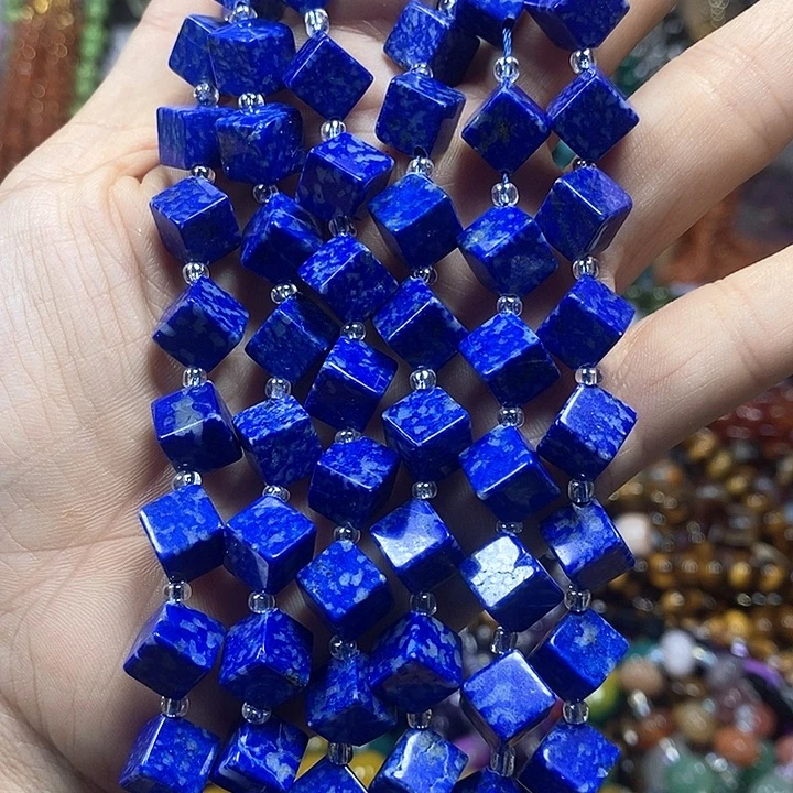 未镶嵌玛瑙/玉髓珠宝半成品天然青金斜方卡8mm