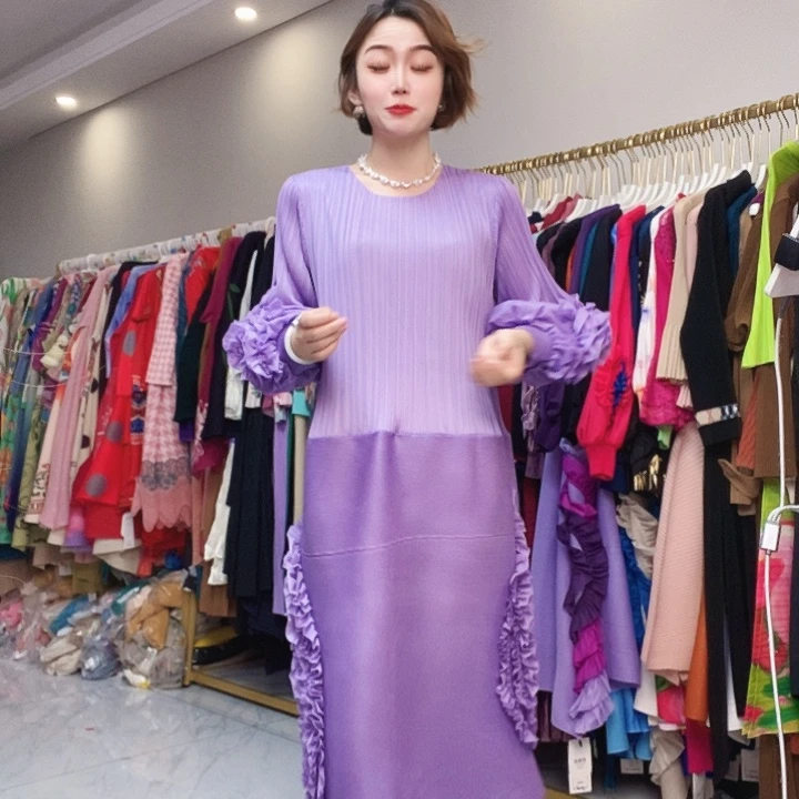 大码女装褶皱连衣裙子瑕疵