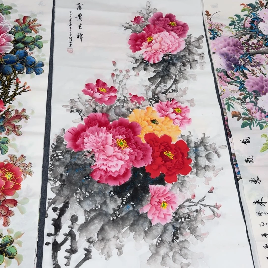 国画四尺尺寸70X140纯手绘作品