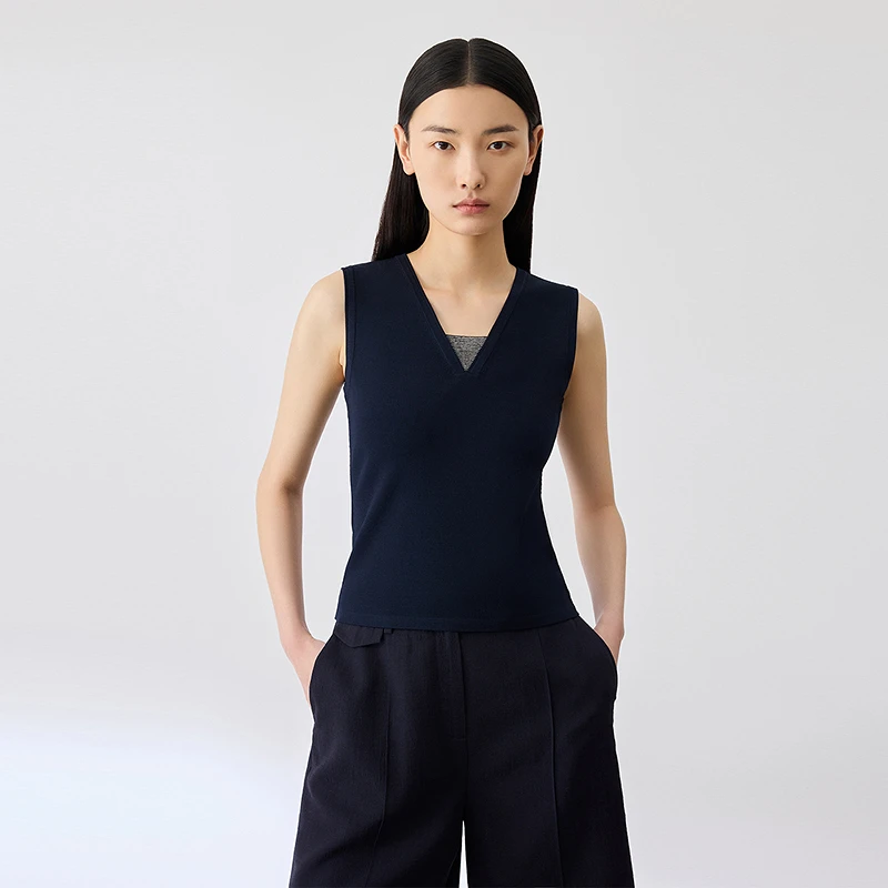 【商场同款】NCY/朗姿2024夏季新款针织背心内搭无袖上衣修身打底女