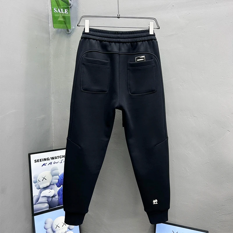 春夏季男士高品质空气棉束脚运动卫裤潮流时尚百搭刺绣拼接休闲裤