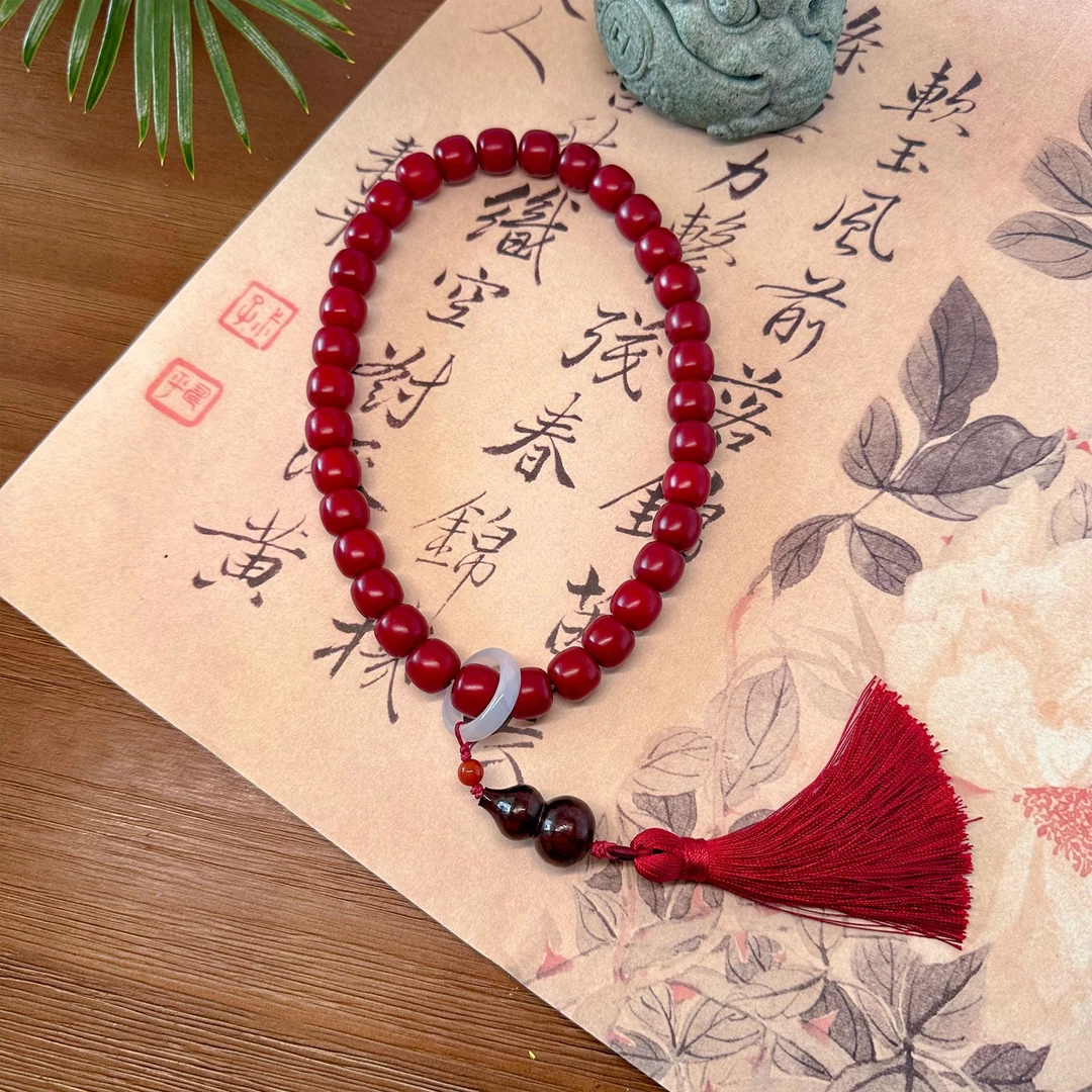 新年礼物新年红手持静心古风把玩件汉服配饰佛珠文玩男女手串