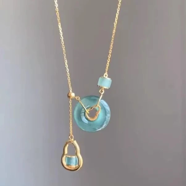 项链福禄平安扣女款葫芦寓意首饰轻奢感新中式精致银镀时尚