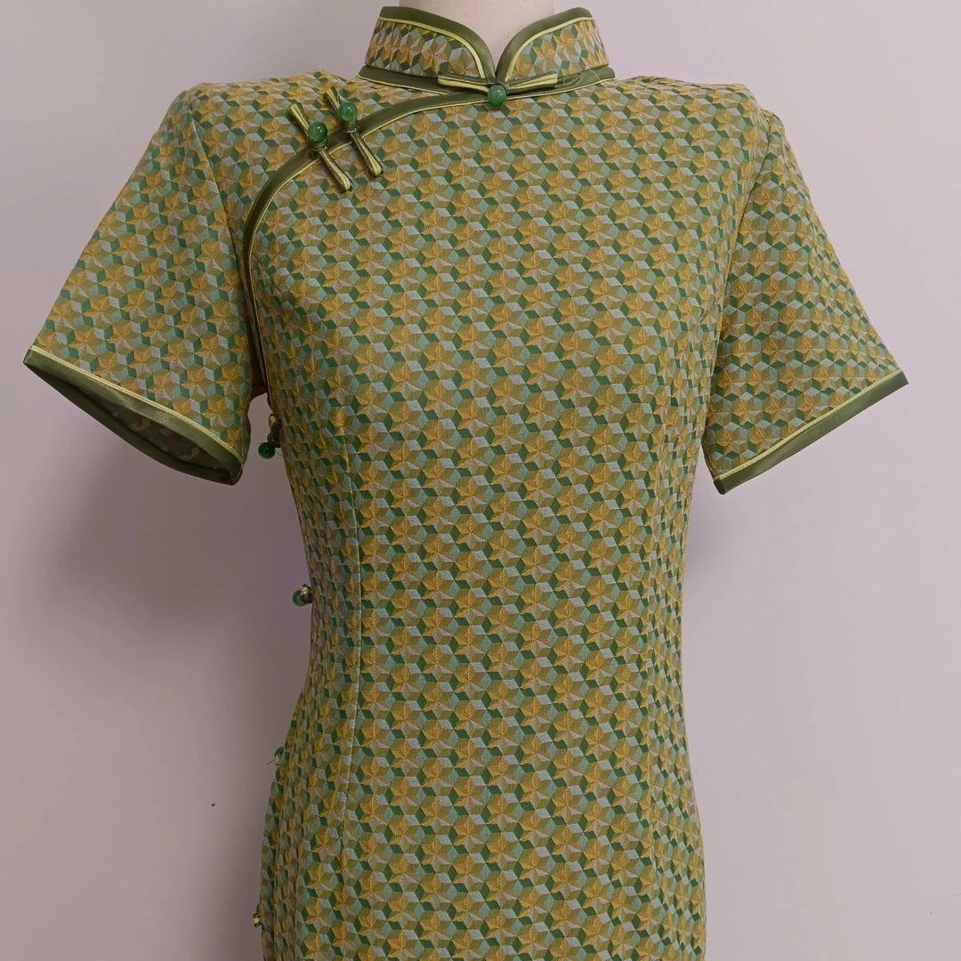 【绿格】2024年夏季新款清新百搭优雅大方日常淑女旗袍