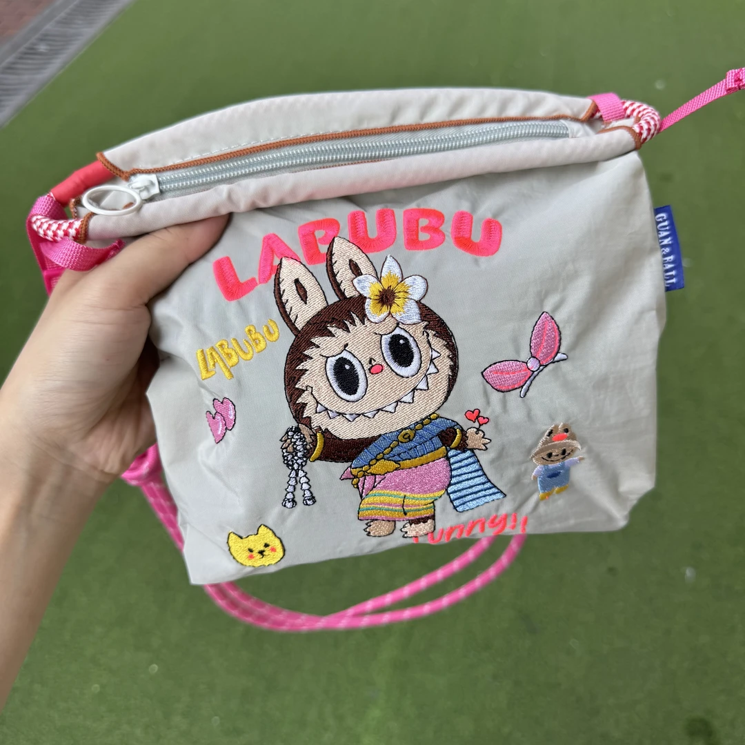 【拉链手机包】拉布布可调节尼龙刺绣斜挎包防水可爱女