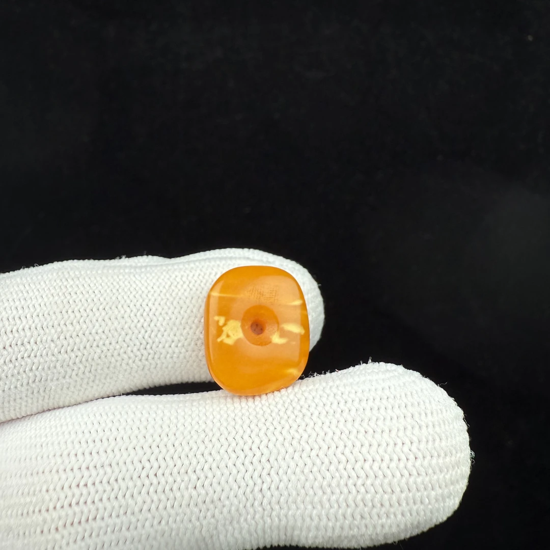 D6603天然原矿蜜蜡 瑕疵特价老蜡藏扣14*16.5*4mm支持复检