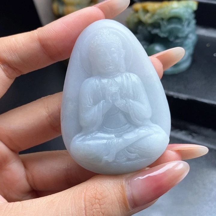 定制翡翠未镶嵌属羊猴守护大日