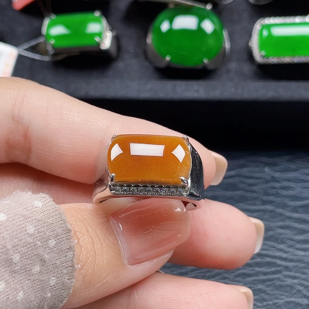 翡翠银S925镶嵌戒指天然A货翡翠没运费险0089