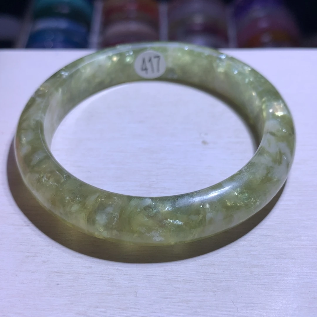 手镯水晶银S925镶嵌金祖母58圈417