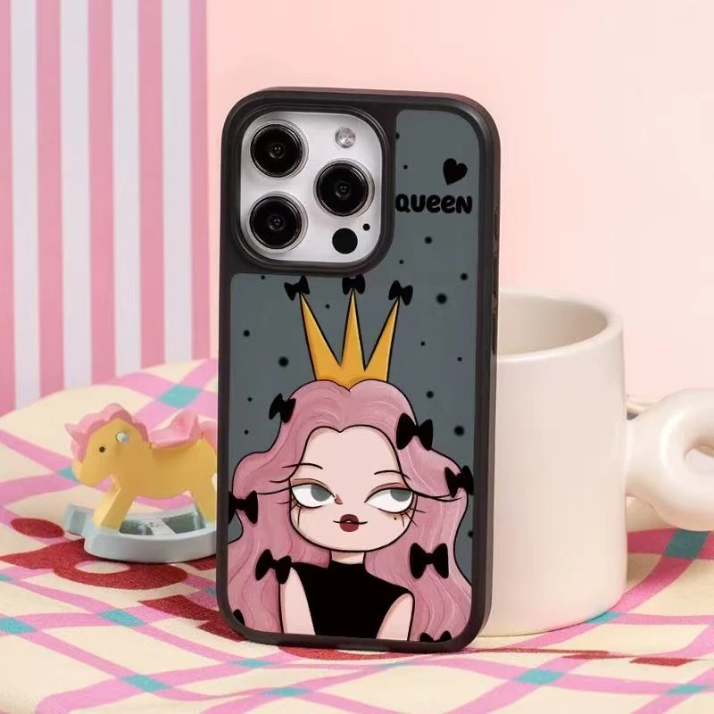 潮牌冷酷女王晶瓷碳纤维全包磨砂手机壳ins创意防摔卡通小众个性