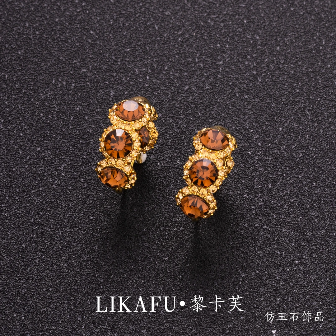 铜合金亚克力耳饰 铜合金 亚克力  黎卡芙 美德拉耳扣 TD6501