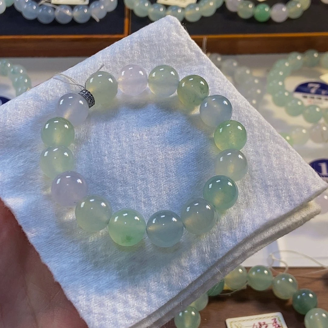 定制翡翠未镶嵌翡翠手串卡12+