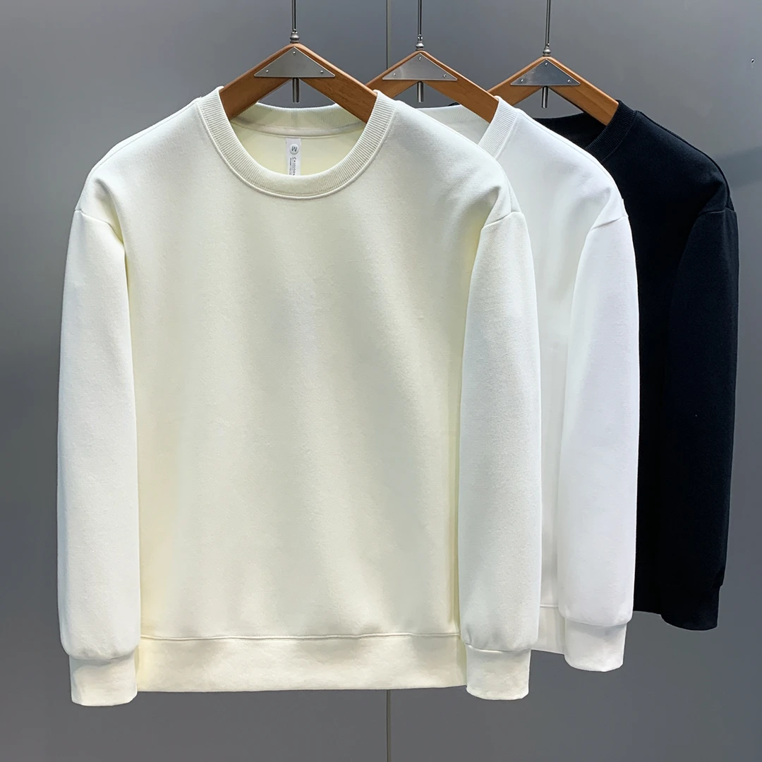 高克重潮流美式男款基础卫衣秋季新款圆领简约百搭纯色套头打底衫