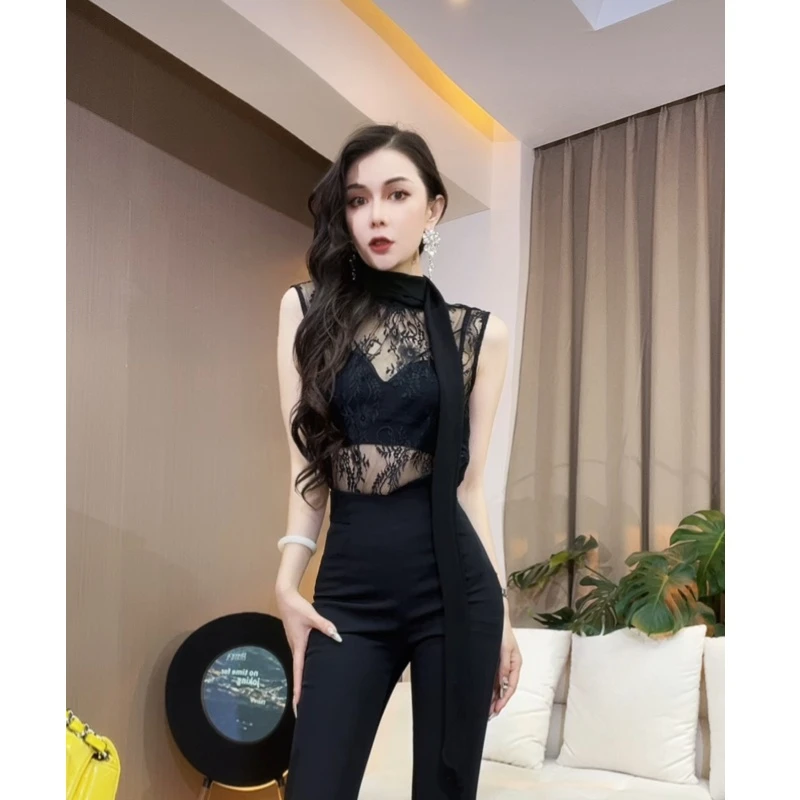 【YING FASHION】莹老板-时尚气质百搭蕾丝飘带上衣 8020444 341