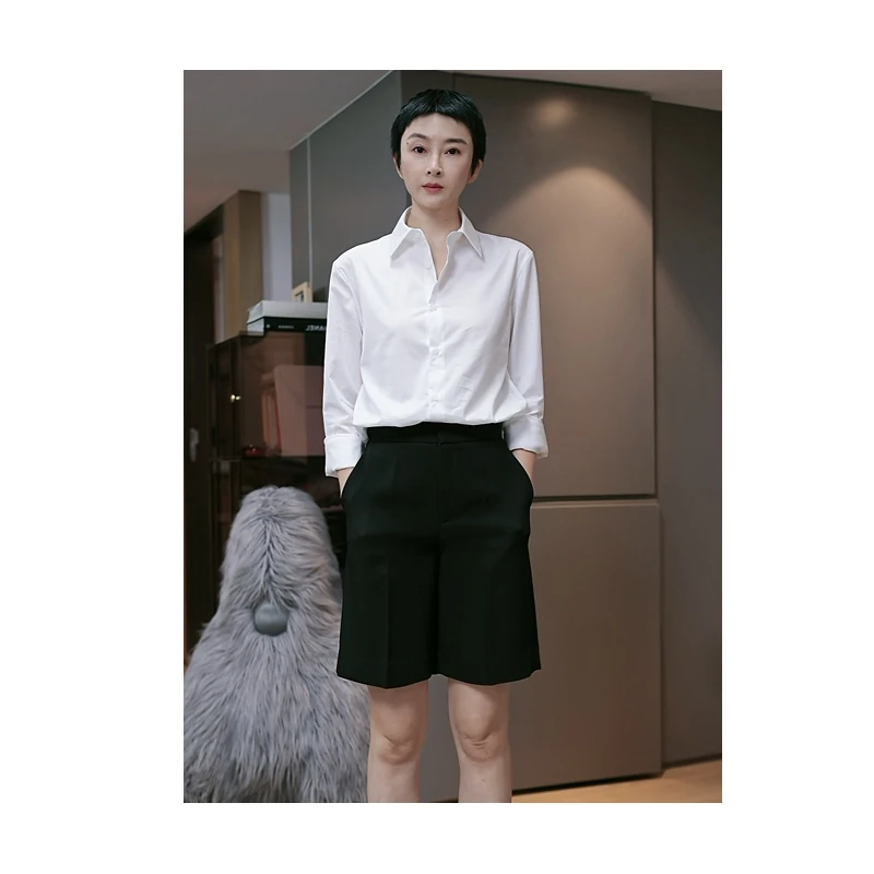 『雅白.衬衫』女士高档气质上衣夏季新款长袖衬衣GD7588