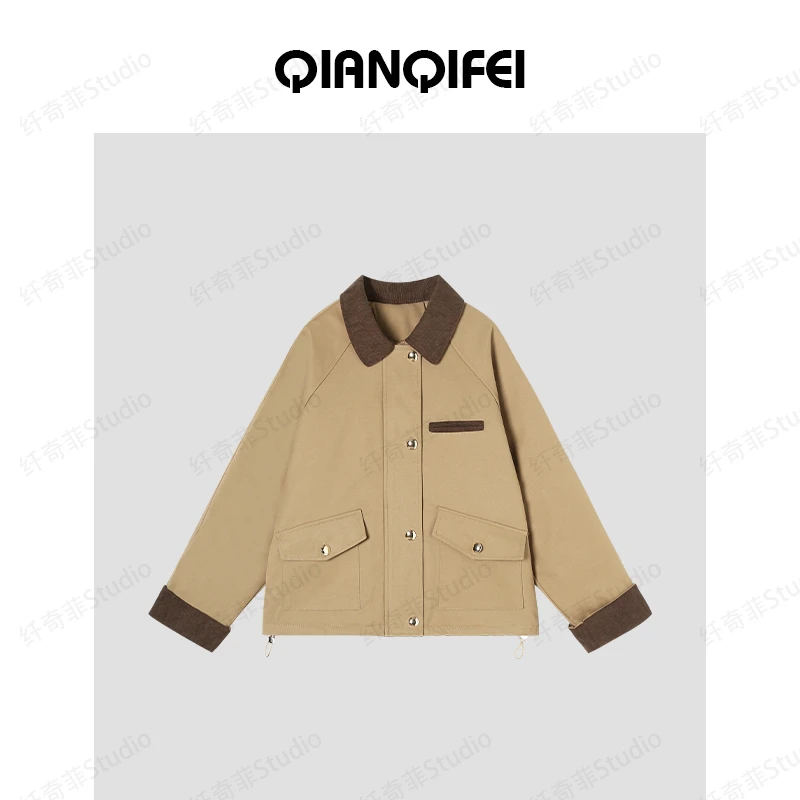 新款复古工装棉服拼接休闲短外套 81042-985