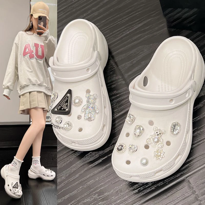 日本GP踩屎感网红同款洞洞鞋女一体厚底外穿沙滩凉拖鞋夏季新款