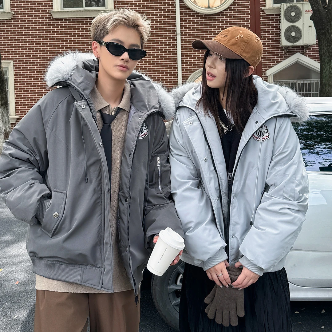 2025年新款派克棉服女款大毛领冬季工装棉衣连帽美式棒球服棉袄外