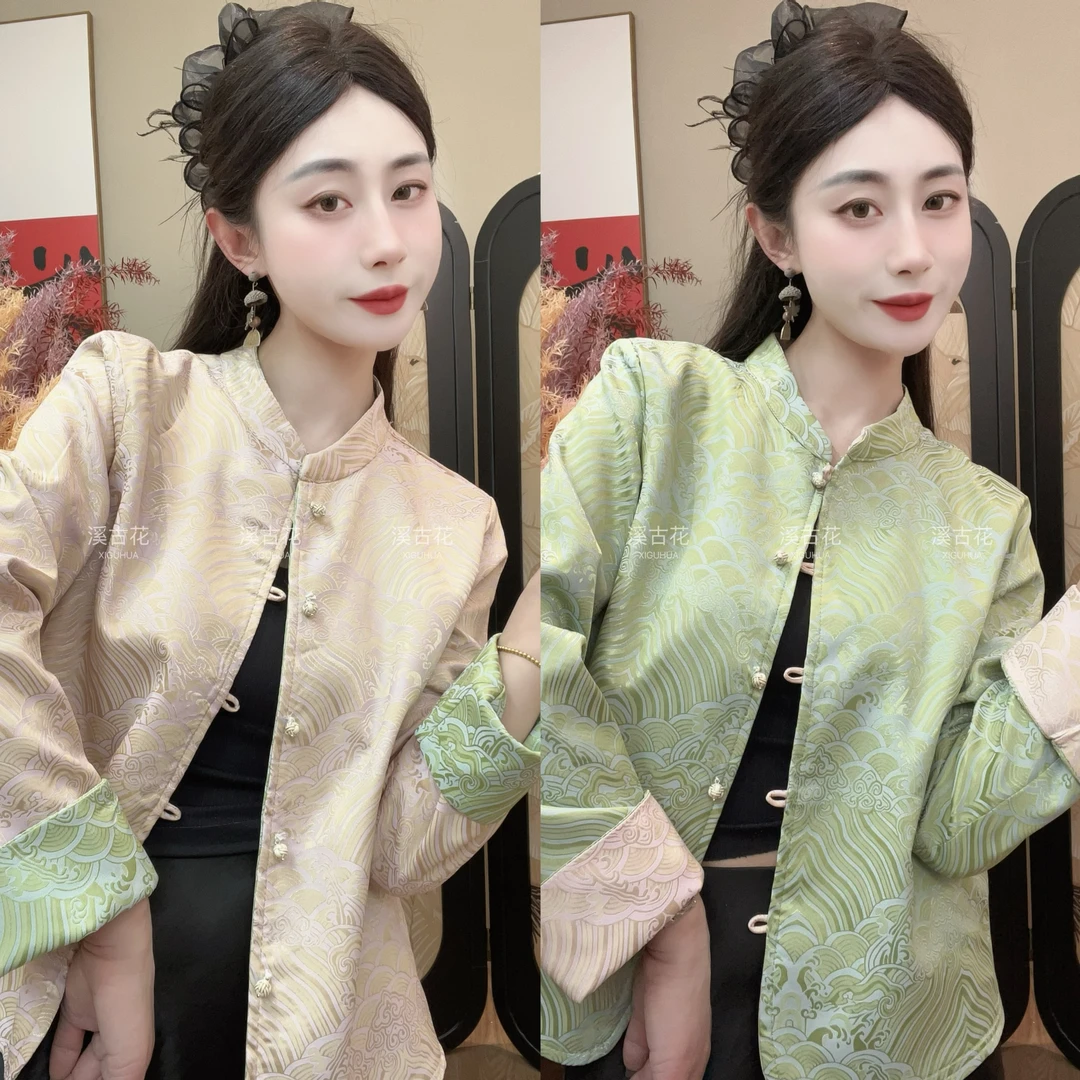 【匆匆岁月】 双面可穿外套春季宋锦新中式百搭外套女时尚气质