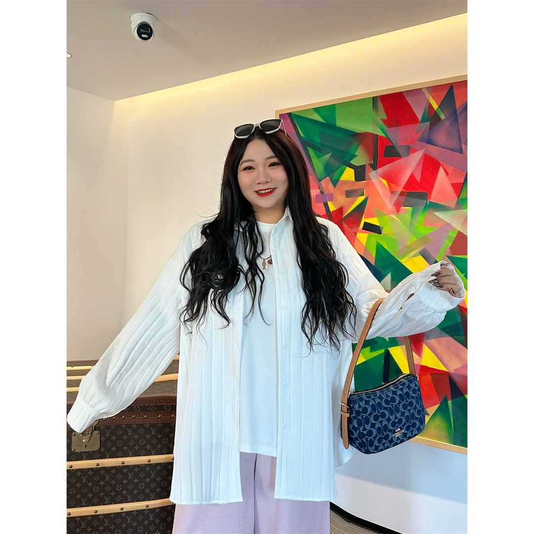 断码捡漏~月落星尘/清爽肌理感衬衫13765花契大码200多巴胺服装女