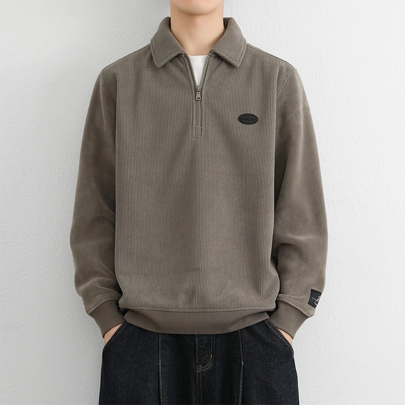 一体绒半拉炼毛衣男冬季翻领加绒高级感男士针织衫外穿内搭打底衫
