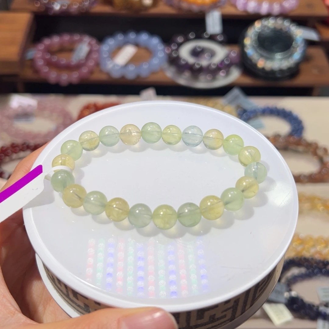 葡萄石未镶嵌手串8m福利价拉丝彩葡萄石